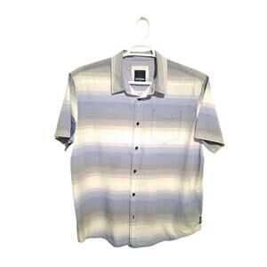 Prana Mens XL Tamrack Stripe Organic Cotton Grungecore Button up Stripe Shirt